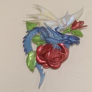 Handcrafted Resin dragon with rose wall hanging